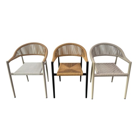 Sillón MÓNACO, apilable, aluminio, ratán y teslin-4