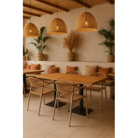 Sillón MÓNACO, apilable, aluminio, ratán y teslin-5