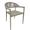Sillón CANNES, apilable, aluminio, asiento y respaldo de cuerda beige
