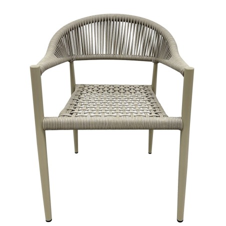 Sillón CANNES, apilable, aluminio, asiento y respaldo de cuerda beige-0