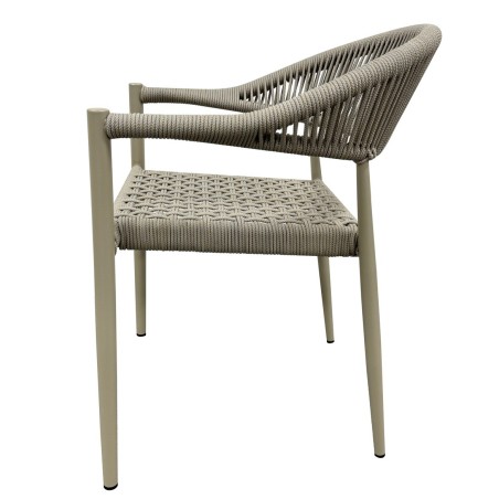 Sillón CANNES, apilable, aluminio, asiento y respaldo de cuerda beige-1