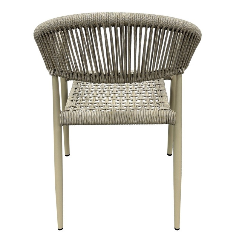 Sillón CANNES, apilable, aluminio, asiento y respaldo de cuerda beige-2