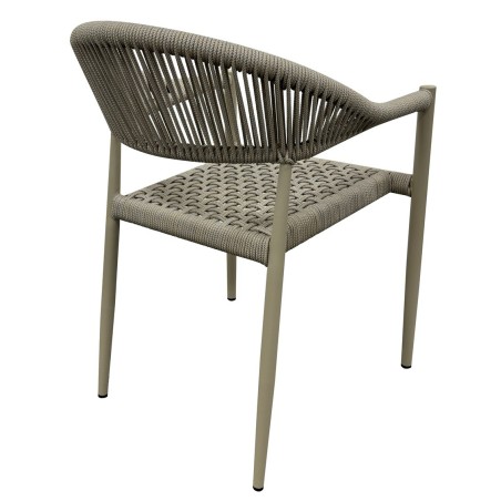 Sillón CANNES, apilable, aluminio, asiento y respaldo de cuerda beige-3