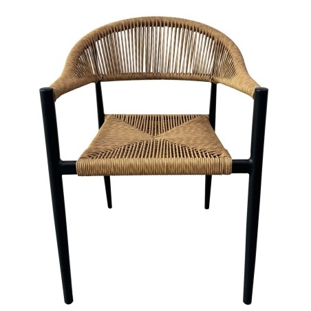 Sillón RIVIERA, apilable, aluminio, ratán marrón-0
