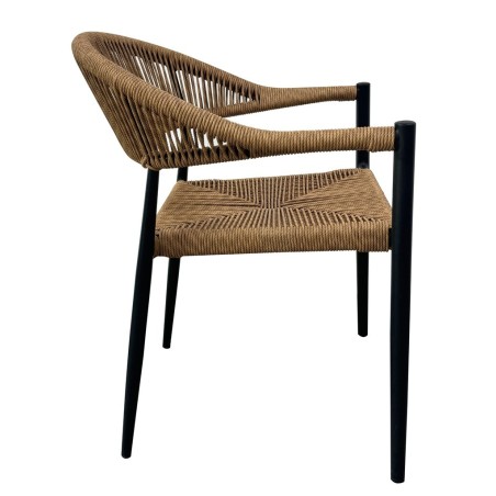 Sillón RIVIERA, apilable, aluminio, ratán marrón-1