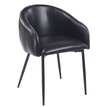 Sillón PELAYO, metal, similpiel vintage negra