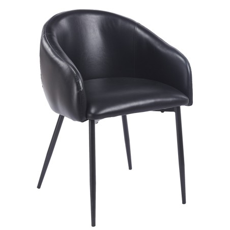 Sillón PELAYO, metal, similpiel vintage negra