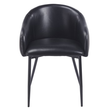 Sillón PELAYO, metal, similpiel vintage negra 2