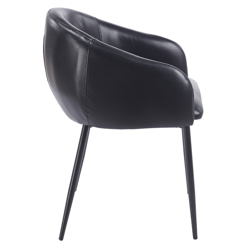 Sillón PELAYO, metal, similpiel vintage negra-1