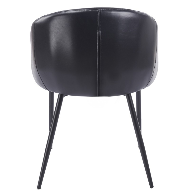 Sillón PELAYO, metal, similpiel vintage negra-2