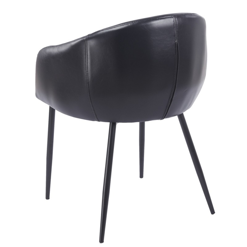 Sillón PELAYO, metal, similpiel vintage negra-3