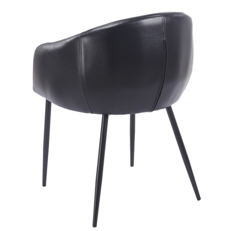 Sillón PELAYO, metal, similpiel vintage negra-3