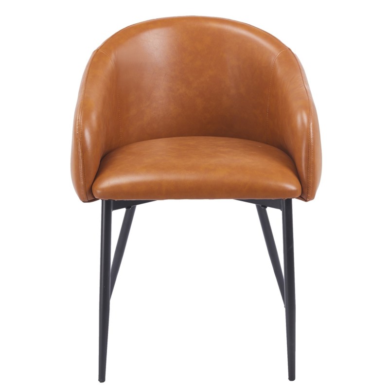 Sillón PELAYO, metal, similpiel vintage marrón-0