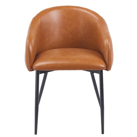 Sillón PELAYO, metal, similpiel vintage marrón-0