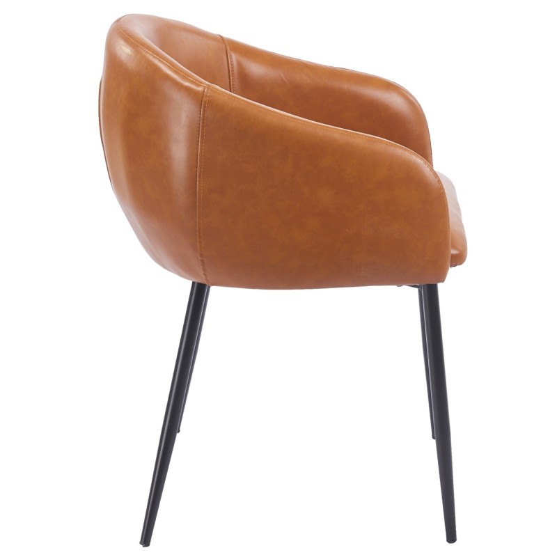 Sillón PELAYO, metal, similpiel vintage marrón-1