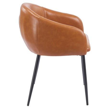 Sillón PELAYO, metal, similpiel vintage marrón-1