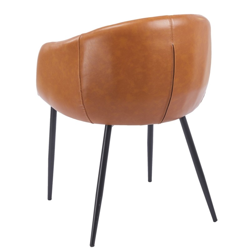 Sillón PELAYO, metal, similpiel vintage marrón-3