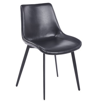 Silla MADRIGAL, metal, similpiel vintage negra