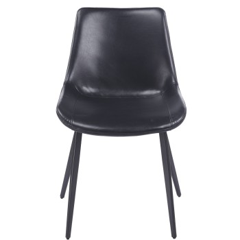 Silla MADRIGAL, metal, similpiel vintage negra 2