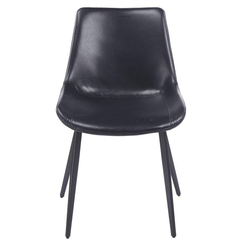 Silla MADRIGAL, metal, similpiel vintage negra-0