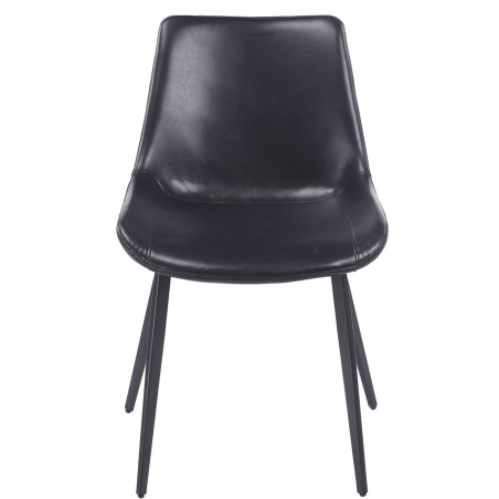 Silla MADRIGAL, metal, similpiel vintage negra-0