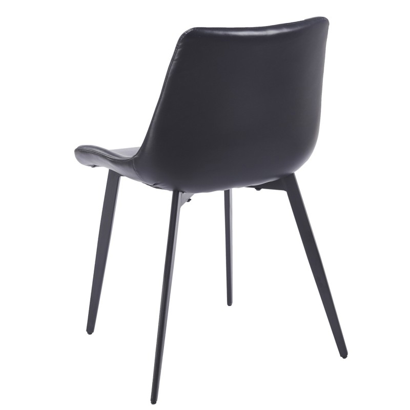 Silla MADRIGAL, metal, similpiel vintage negra-3