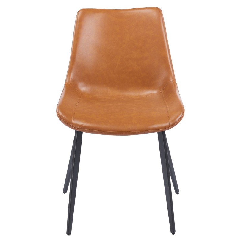 Silla MADRIGAL, metal, similpiel vintage marrón-1