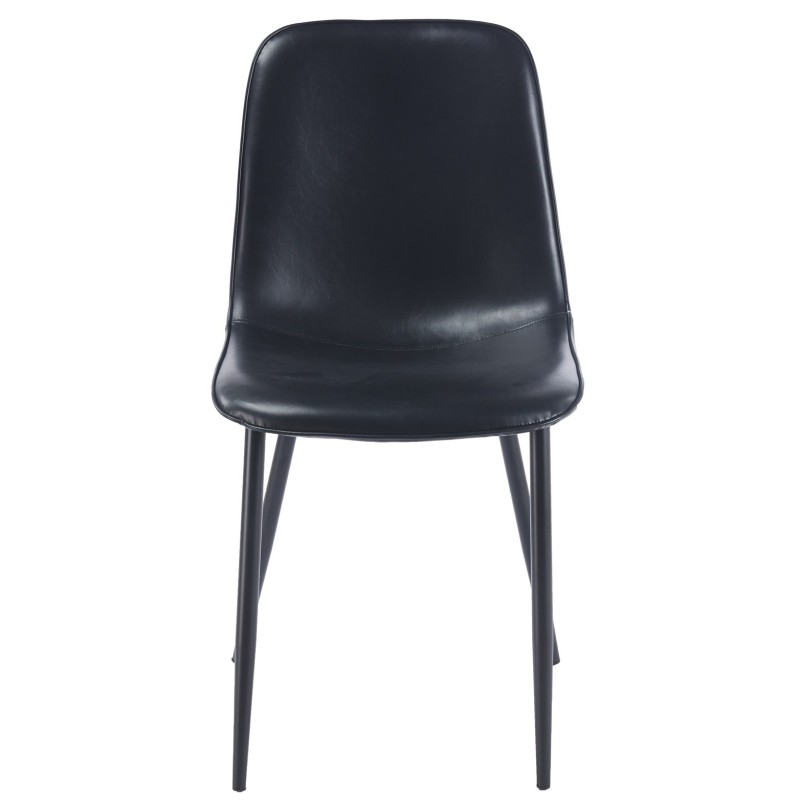 Silla PEÑAFIEL, metal, similpiel vintage negra-0