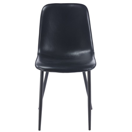 Silla PEÑAFIEL, metal, similpiel vintage negra-0