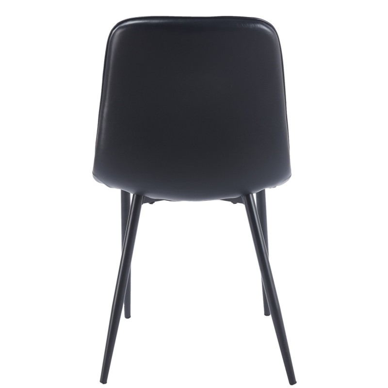 Silla PEÑAFIEL, metal, similpiel vintage negra-2