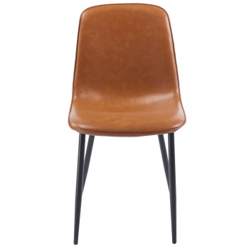 Silla PEÑAFIEL, metal, similpiel vintage marrón 2