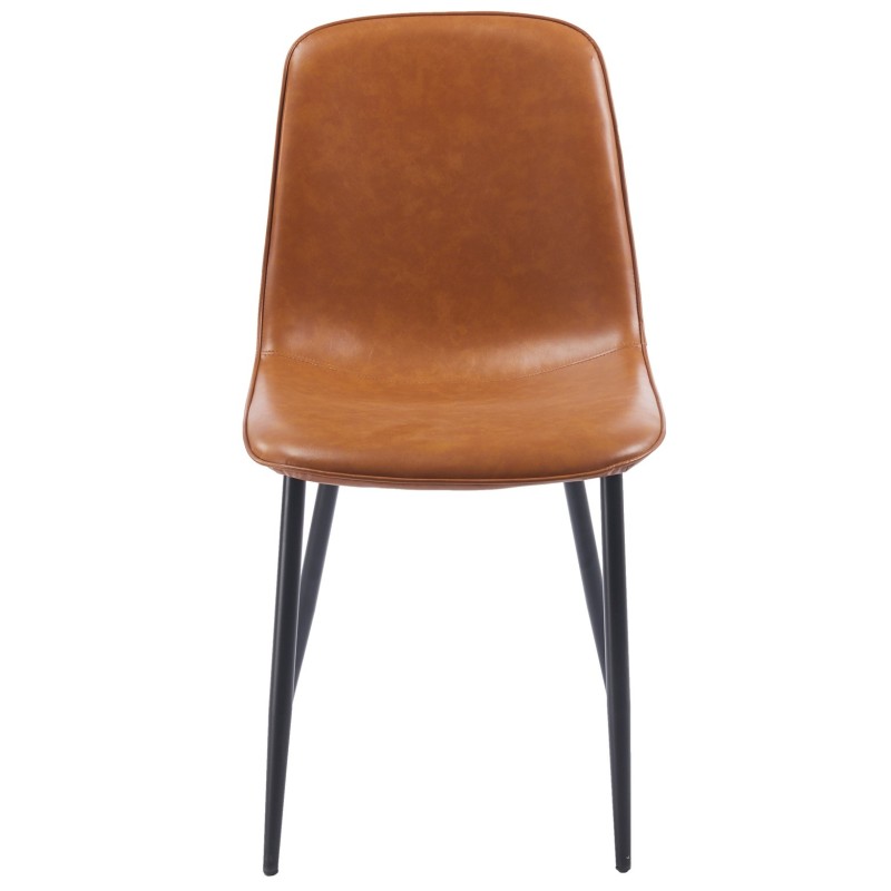 Silla PEÑAFIEL, metal, similpiel vintage marrón-0