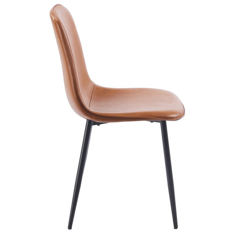 Silla PEÑAFIEL, metal, similpiel vintage marrón-1