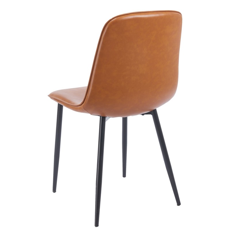 Silla PEÑAFIEL, metal, similpiel vintage marrón-3