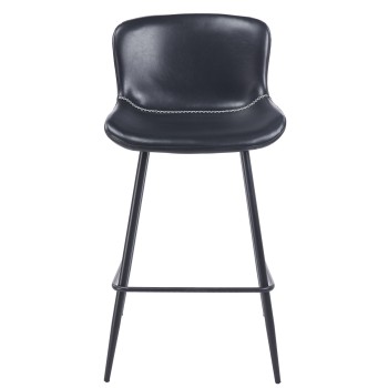 Taburete SAMPER, metal, similpiel vintage negra 2