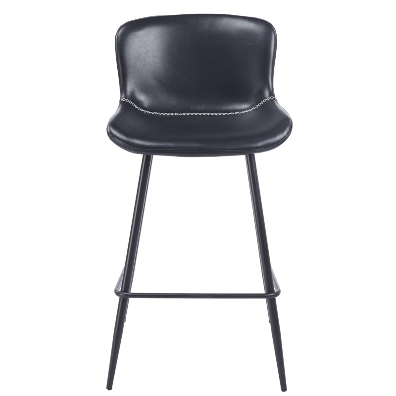 Taburete SAMPER, metal, similpiel vintage negra-0