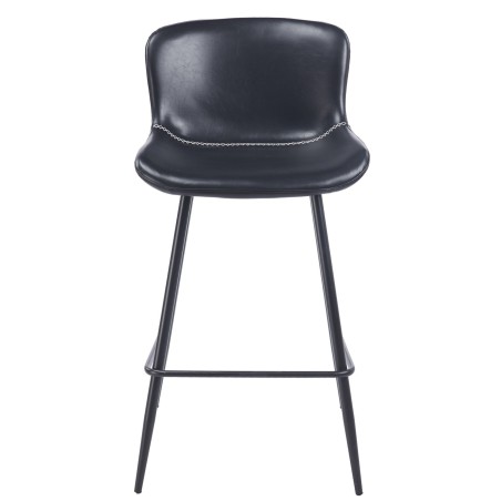 Taburete SAMPER, metal, similpiel vintage negra-0