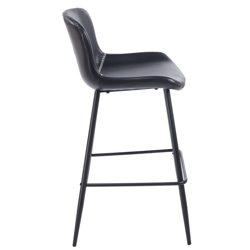 Taburete SAMPER, metal, similpiel vintage negra-1