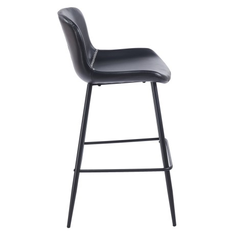 Taburete SAMPER, metal, similpiel vintage negra-1