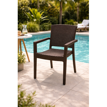 Sillón LARRY, apilable, polipropileno marrón chocolate 2