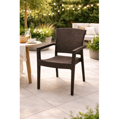 Sillón LARRY, apilable, polipropileno marrón chocolate-1
