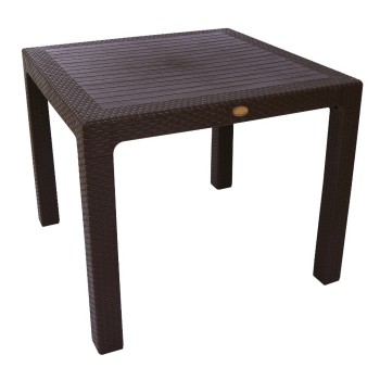 Mesa FARO, polipropileno marrón chocolate, 90 x 90 cms