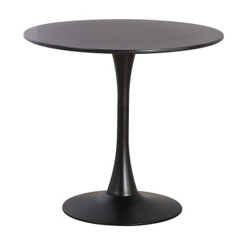 Mesa TUL, base de metal, tapa lacada negra, 90 cms de diámetro