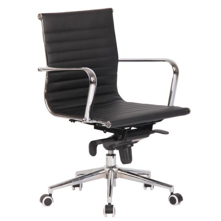 Sillón de oficina ROTERDAM, giratorio, similpiel negra-0