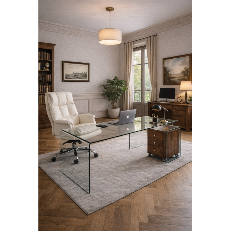 Sillón de oficina MAINZ, alto, giratorio, similpiel blanco roto-0