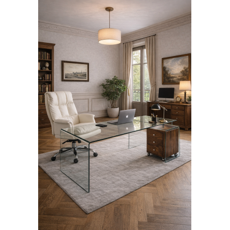 Sillón de oficina MAINZ, alto, giratorio, similpiel blanco roto-0