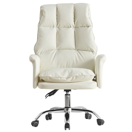 Sillón de oficina MAINZ, alto, giratorio, similpiel blanco roto-1