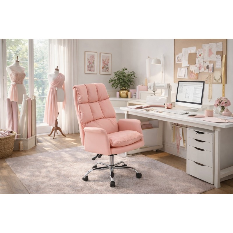 Sillón de oficina MAINZ, alto, giratorio, similpiel rosa light-3