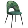 Silla ORQUIDEA, metal, tapizado velvet verde con respaldo floral a juego