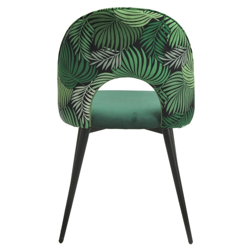 Silla ORQUIDEA, metal, tapizado velvet verde con respaldo floral a juego-1
